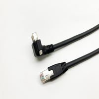 Cable de Red Blindado CAT 6a con Conector RJ45 S/FTP, Cable de Conexión Ethernet CAT6a en Ángulo Ascendente/Descendente con Doble Bloqueo de Tornillo