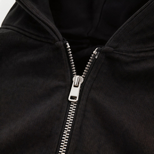 Felpa con Cappuccio Personalizzata in Stile Streetwear, Nera, in Spugna Francese 100% Cotone, Effetto Vintage e Lavaggio Acido, con Zip - Product Image 3