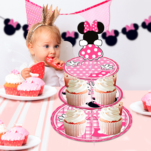 Huancai – support à gâteaux de dessin animé <span class=keywords><strong>Minnie</strong></span>, support à cupcakes à 3 niveaux, support à Dessert, décorations de fête pour enfants, fournitures de fête d'anniversaire - Product Image 6