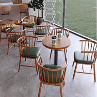 Chaise de salle à manger robuste et moderne en bois massif, banquette en cuir vert assortie, ensemble complet de mobilier de café, adapté aux restaurants