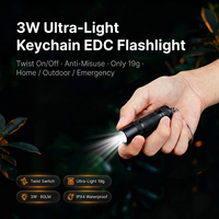 Mini lampe torche porte-clés EDC 3W XPE2 LED avec interrupteur rotatif, torche de poche en aluminium pour la randonnée en plein air, le camping, l'éclairage d'urgence