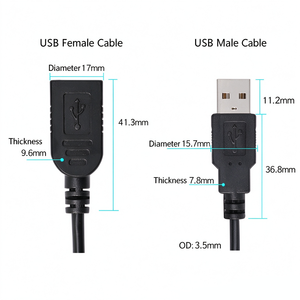 2/4 Çekirdekli USB2.0 USB Erkek-Erkek/Dişi Uzatma Kablosu, PC Masaüstü Dizüstü Bilgisayar, Bilgisayar için Güç Kaynağı ve Veri Transfer Kablosu - Product Image 2