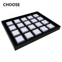Boîte de présentation carrée transparente pour bijoux, pierres précieuses, perles, diamants, 6 ou 20 pièces, avec plateau en cuir PU et couvercle