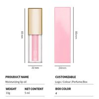 Huile à lèvres hydratante brillante vegan en gros, 6 couleurs, longue tenue