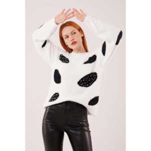 Suéter Blanco de Punto para Mujer, Manga Larga, Casual, Antipilling, Color Blanco - Product Image 5