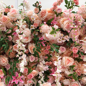 GNW fiore sfondo parete forniture di nozze sfondo <span class=keywords><strong>rosa</strong></span> di seta fiore fiore decorazione decorazione decorativa della parete del fiore - Product Image 2