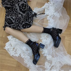 2025 Mới Mùa Hè Ruffle Cuff Ngọt Ngào Lưới Daisy Hoa Ren Thêu Ribbon Bow Tie Hôn Trang Trí Nội Thất Mỏng Hoa Lolita Vớ - Product Image 2