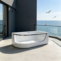Baignoire d'angle en acrylique 1,65 m avec fonction massage, installation facile, garantie 5 ans, capacité 300L, bain à remous SPA – Offre Spéciale