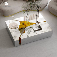 Table basse italienne moderne en acier inoxydable, durable et écologique, centre de table de luxe pour salon, mobilier de villa