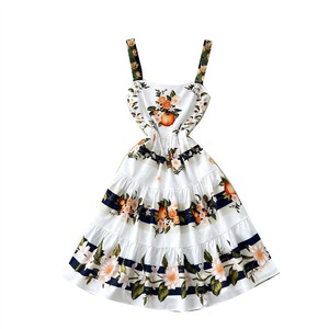 Robe midi décontractée pour femme, imprimé floral doux, dos nu, sans bretelles, sans manches, coupe ample, respirante, tissée, ourlet plissé, printemps - Product Image 5