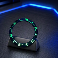 Inserts de lunette en céramique lumineuse Shiny Slope 38 mm, livraison rapide pour pièces de montre 007