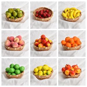 Mini Simulation Modèles De Fruits Artificiels Pomme Banane Poire Pêche Maternelle Accessoires D'éducation Précoce Décorations De Petite Taille - Product Image 2