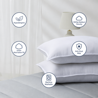 Oreiller de lit en mousse à mémoire de forme de densité moyenne, alternative au duvet, blanc, 1000g, personnalisé en gros, pour dormeurs sur le dos et sur le côté