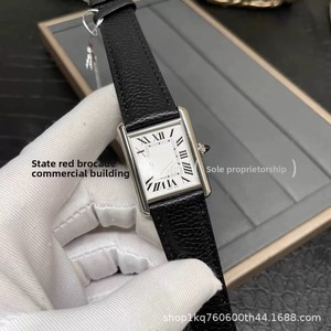 Montre pour femme et couple <span class=keywords><strong>AF1</strong></span> Factory, boîtier carré en acier inoxydable, bracelet en cuir de vache, résistante à l'eau 30M, verre saphir - Product Image 3