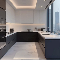 Ensembles de meubles de cuisine modulaires haut de gamme personnalisés, directement d'usine, avec portes en bois massif, charnières, design moderne et classique, crédence, pour la maison