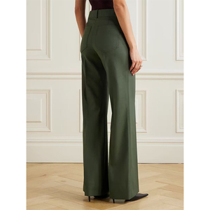 Women's New Formal Breathable <strong>Elastic</strong> <strong>Waist</strong> Mid <strong>Waist</strong> Straight Wide Leg Button Print Summer Pants - Product Image 4