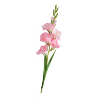 Fleurs de gladiolus artificielles en tissu de soie, 90 cm de long, tige unique, moulage par injection gaufré pour la décoration intérieure, les hôtels, les mariages, les sols