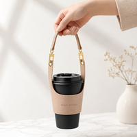 Manchon de boisson en cuir écologique premium avec quincaillerie métallique détachable pour sac de luxe de vente au détail destiné au marché européen