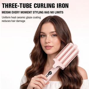 Plancha <span class=keywords><strong>de</strong></span> Pelo Profesional SMET <span class=keywords><strong>de</strong></span> Doble Voltaje con Tecnología Cerámica PTC, Pantalla LED, 5 Niveles <span class=keywords><strong>de</strong></span> Temperatura, Triple Barril, Portátil, <span class=keywords><strong>de</strong></span> <span class=keywords><strong>Tres</strong></span> Tubos - Product Image 2