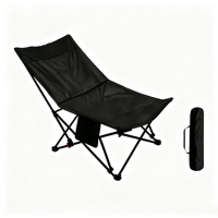Fauteuil inclinable pliable grand format rembourré à 4 positions réglables avec sac de transport et poche latérale, portable pour extérieur et plage