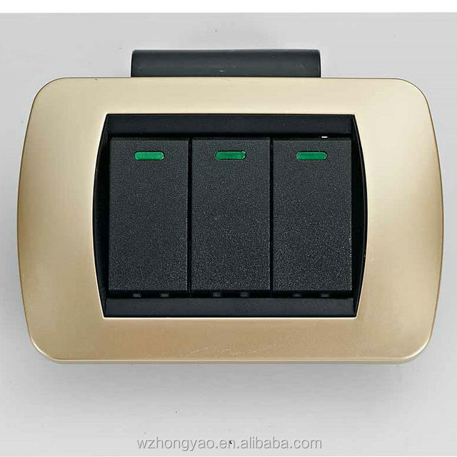 Modern Electrical 3 Gang 2 Way Wall Switch for Home CHAMPAGNE