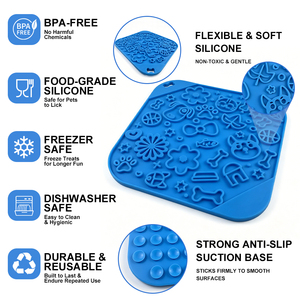 Tapis à lécher en silicone de qualité alimentaire durable pour chiens, anti-anxiété, enrichissement sensoriel pour animaux de compagnie, avec ventouses - Product Image 2