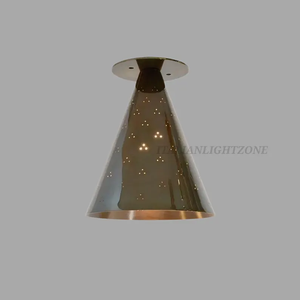 Minimalist Brass Flush Mount Cone Ceiling Light Handmade Small <b>Downlight</b> Fixture Mid Century Semi Flush Mount Lighting - Product Image 3