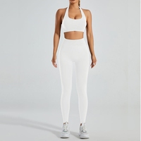 Pakaian Dalam Olahraga Eropa dan Amerika Berkualitas Tinggi, Cepat Kering, Legging, Setelan Yoga Outdoor Musim Panas, Set Yoga High-end Sense