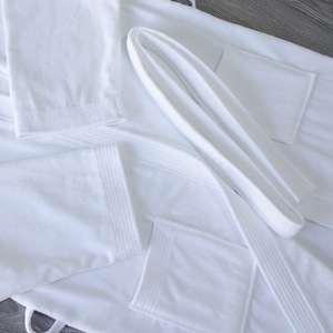 Accappatoio in Spugna di Cotone 100% <span class=keywords><strong>Bianco</strong></span> con Colletto <span class=keywords><strong>Kimono</strong></span> per Hotel e Spa, per Uomo e <span class=keywords><strong>Donna</strong></span> - Product Image 5