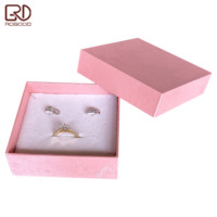 ROGOOD Boîte d'emballage rigide pour bijoux en papier texturé rose spécial pour bijoux de mode 90x90x30mm avec insert en mousse P2253