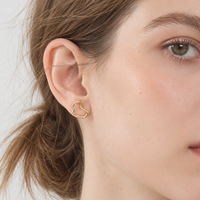 KAVNAR Boucles d'oreilles abstrait ondulé contour laiton doré or 14K minimaliste moderne
