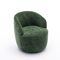 Chaise de baril de fauteuil d'accent de pivot de tissu avec l'anneau en métal de revêtement de poudre noire, vert