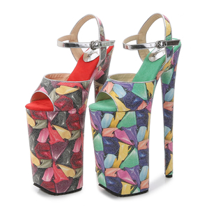 26 Cm Big Size Ultra cena tacchi alti Glitter elegante Stiletto Mules Stripper scarpe piattaforma Spike <span class=keywords><strong>sandali</strong></span> con tacco alto - Product Image 2