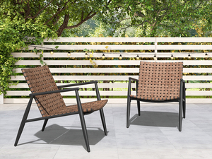 Ensemble bistrot moderne 3 pièces pour extérieur, structure en aluminium thermolaqué, chaises 2 places aspect cuir et rotin, mobilier d'extérieur - Product Image 3