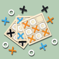 2025 nuevo rompecabezas de madera XO Tic-tac-toe juguete aprendizaje educativo temprano Xo ajedrez tablero de rompecabezas de madera para niños y niñas