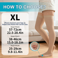 Bas anti-embolie DVT à compression modérée 13-18 mmHg, respirants, en nylon et élasthanne, unisexe, à bout ouvert, hauteur cuisse