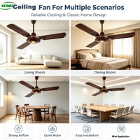 Senbi Fan Metal 36 İnç Tavan Vantilatörü 3 Kanatlı 5 Hızlı Kahverengi AC 220V Ev Tipi