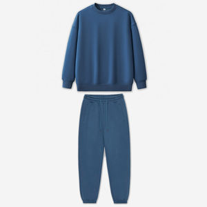 Осенний модный бренд HEPL056 тяжелый вес 350gsm флисовый хлопковый оверсайз спортивный костюм с манжетами Брюки с индивидуальным логотипом MOQ 1 шт. - Product Image 6