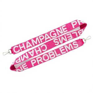 Sangle de sac à main réglable en métal, perlée, vintage, tendance, écologique, avec motif toile Champagne Problems, par CRYSTAL CRAFT - Product Image 1