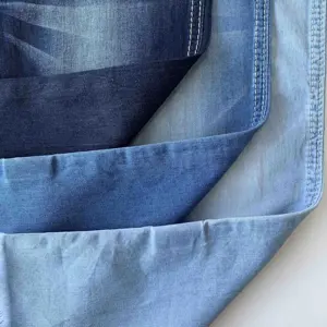 Mavi 5oz Denim kumaş stok olmayan streç % 100% pamuklu hafif bayan bluzlar Denim kumaş
