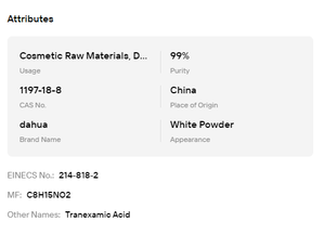 High Purity Tranexamic Acid TXA Powder for Cosmetic Spot Fading <b>Skin</b> Brightening <b>Raw</b> - Product Image 6