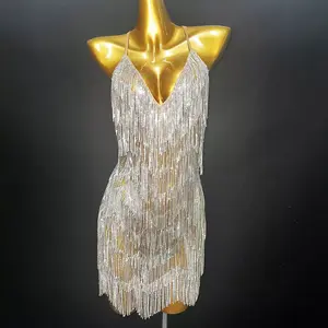 Baige sang trọng Rhinestone sexy người yêu backless rìa xem qua mini Haute Couture Evening Dresses