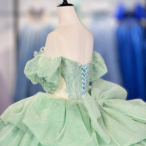 Robes de Quinceañera vert sauge avec appliques de dentelle brillantes, robes de bal bouffantes, robes de princesse, robes de mariée mexicaines Dy1263 - Product Image 2