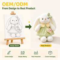 Peluche Lapin avec Robe Menthe et Sac Cœur, Animal en Peluche Doux Crème, Cadeau Lapin en Peluche