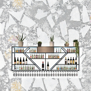 Étagère murale moderne en fer forgé pour exposition, 5 niveaux, lumineuse, facile à assembler, pour usage intérieur (bières, vins, restaurants) - Product Image 2
