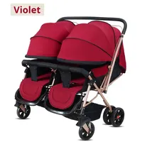 Poussette double pour jumeaux avec siège inclinable et roues multidirectionnelles en plastique, pour les enfants de 0 à 3 ans, CN