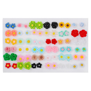 Mini Cute Flower Stud <b>Earrings</b> Set 100 Pairs Colorful Rose Sunflower Design For Women Gift Zinc Alloy Steel <b>Post</b> - Product Image 5