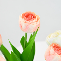 Plante artificielle en pot, tulipe à 5 têtes, design bulbe de camélia, fleur en soie de 32 cm pour la décoration de la maison, de la table et des fenêtres