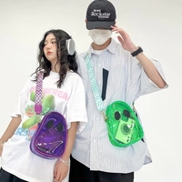 Sacs bandoulière tendance Halloween motif fantôme de dessin animé, transparents, personnalisés, petits, unisexes, originaux, en PVC imperméable avec fermeture éclair