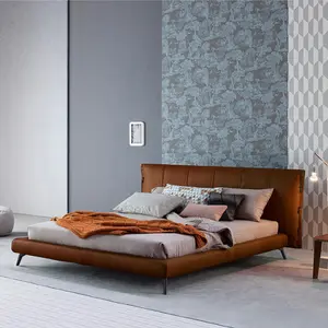 OKF Apartment furniture custom Italian bed cotton and linen blend single double bed luxury super king full queen size bed room